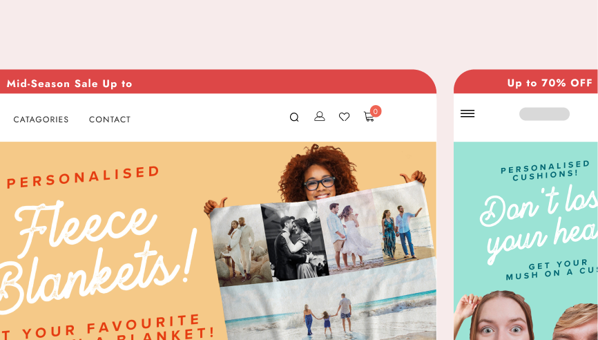 website and mobile mockup including gift branding